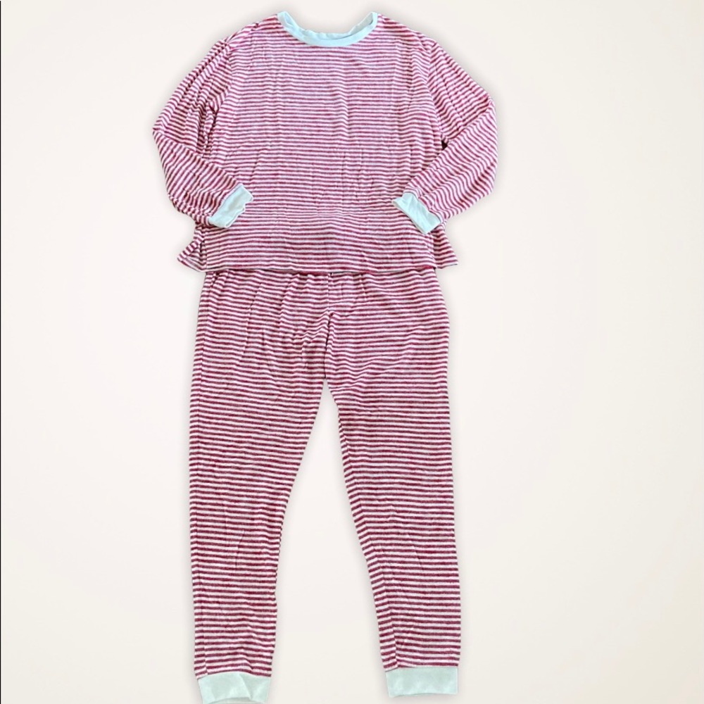 Kenzie Knit Pajama Set Red White Stripes Women’s Medium
